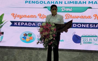 Serah Terima POT Hasil Pengolahan Limbah Masker dari Yayasan Upakara Bhuvana Nusantara kepada GIB