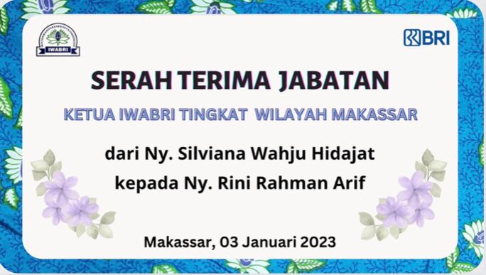 Serah Terima Jabatan Ketua IWABRI Tingkat Wilayah Makassar