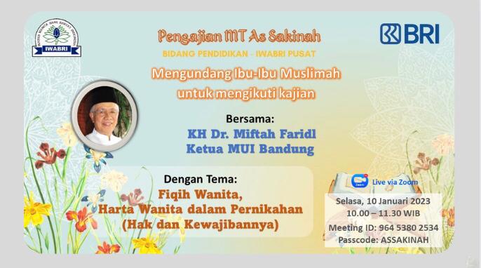 IWABRI RO Makassar Mengikuti Pengajian MT As Sakinah Dengan Tema “Fiqih Wanita Dalam Pernikahan (Hak dan Kewajiban)”