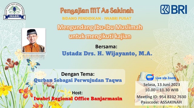 IWABRI Tingkat Wilayah Jakarta 1 mengikuti pengajian Majelis Taklim As Sakinah bulan Juni tahun 2023