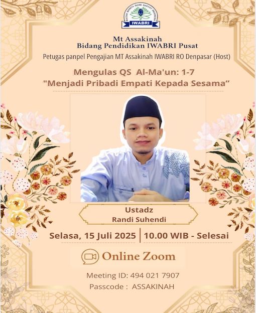 IWABRI Tk. Wilayah Padang Mengikuti Kajian Taklim Online MT Assakinah Yang Diselenggarakan Oleh IWABRI Tk. Wilayah Denpasar