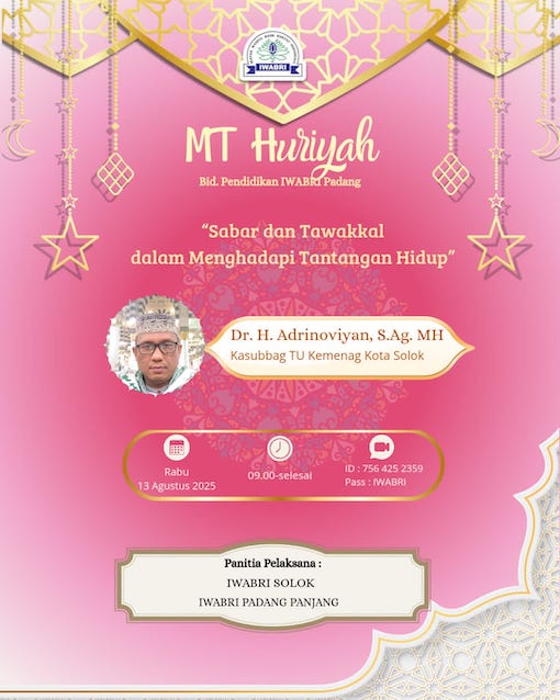 Pengajian MT. Huriyah IWABRI Tingkat Wilayah Padang