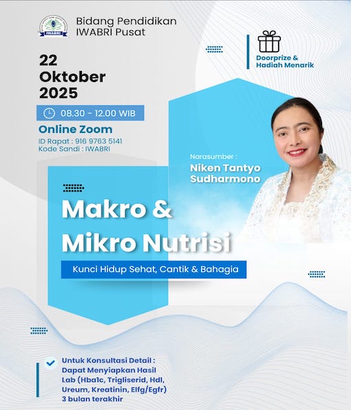 IWABRI Region 3 Padang Mengikuti Webinar Kesehatan Bidang Pendidikan IWABRI Pusat, Dengan Tema Makro dan Mikro Nutrisi